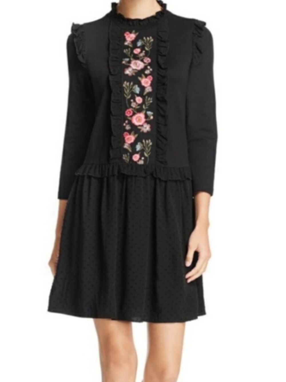 Kate Spade Embroidered Mixed Media Dress Size Small